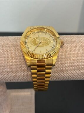 San Francisco 49ers Game Time Owner Series Gold Tone Watch- Untested